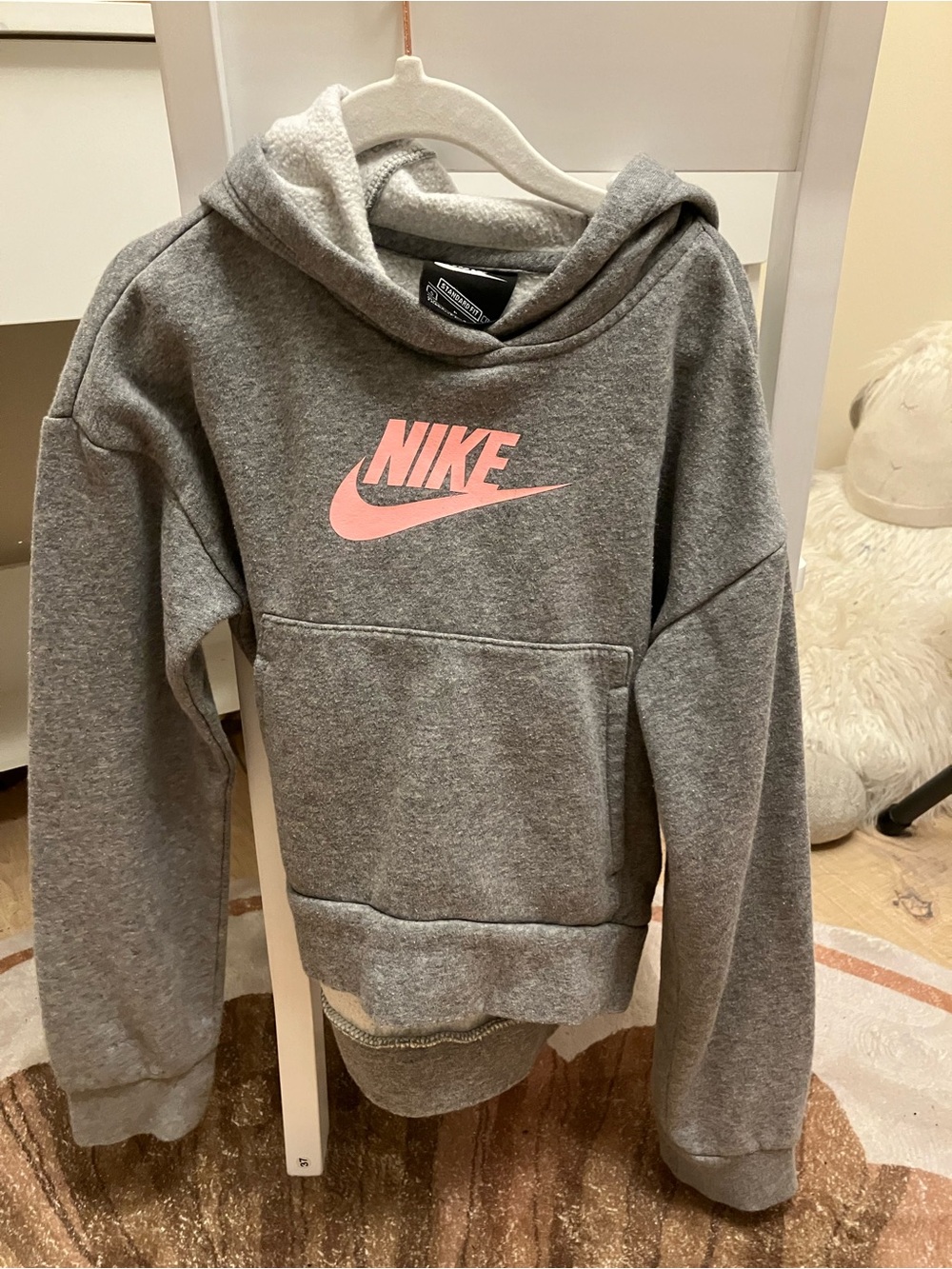 Nike Kids' Grey Hoodie with Pink Logo